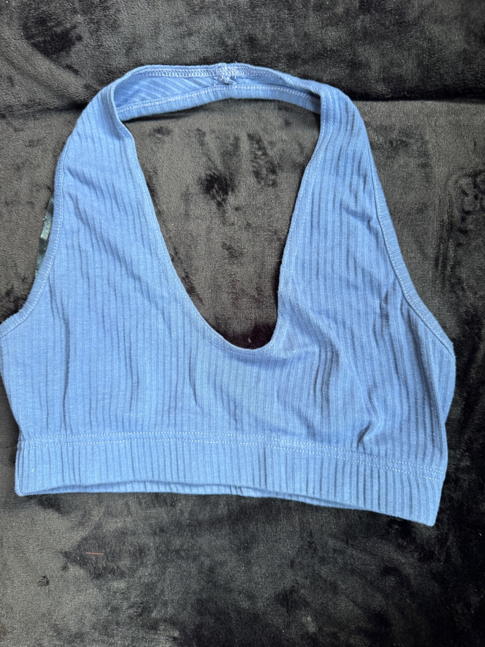 Missguided Blue Ribbed Crop Top